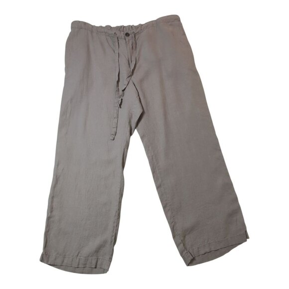 Lord & Taylor Linen Pants Womens 3X Light Gray With Elastic Waist Pockets - Picture 1 of 8